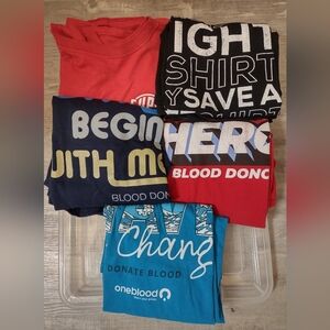 Men 2XL Lot of 5 One Blood /platelet Donor T-Shirts Life - American Hero- Giving